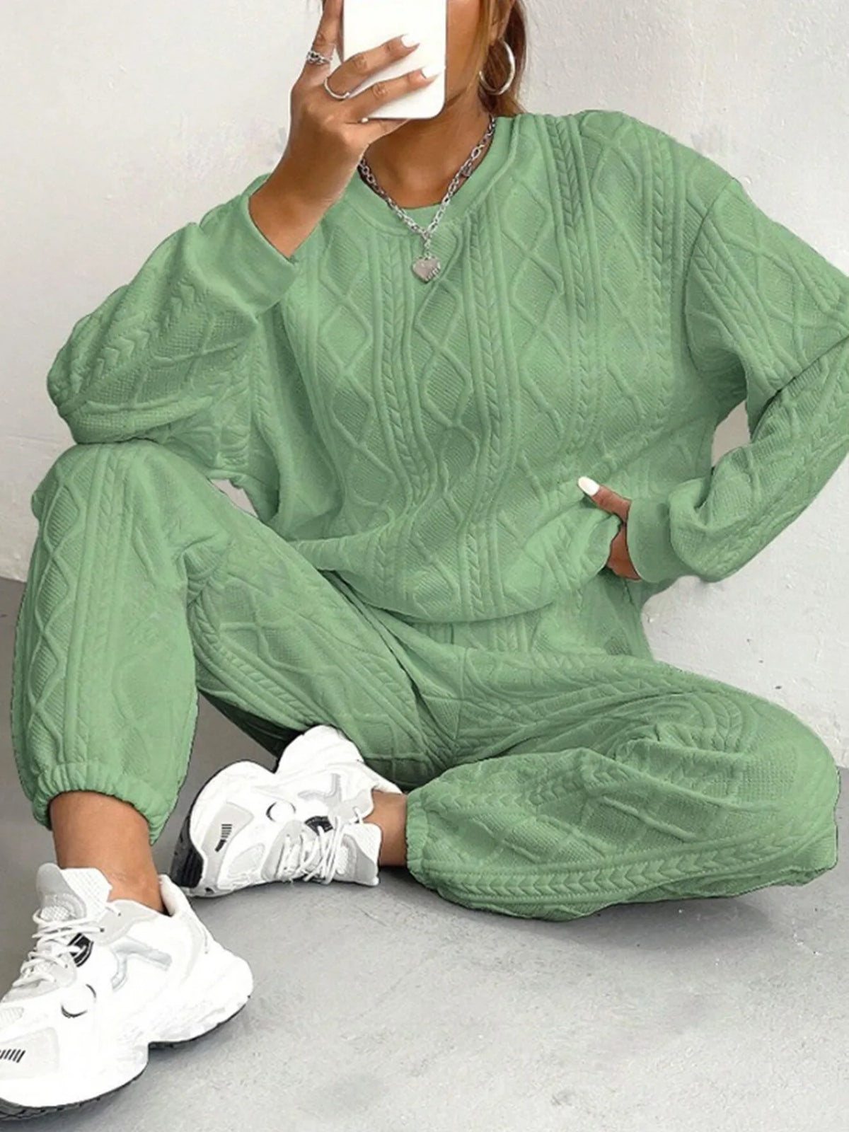 Ivory Knit Lounge Set 3