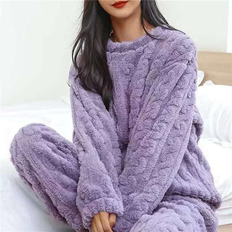 Velvet Jacquard Lounge Set in Purple
