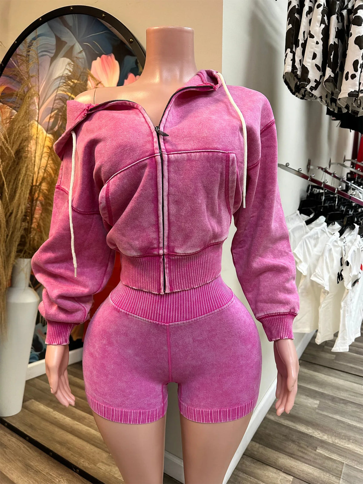 Hooded Zip Short Set 1