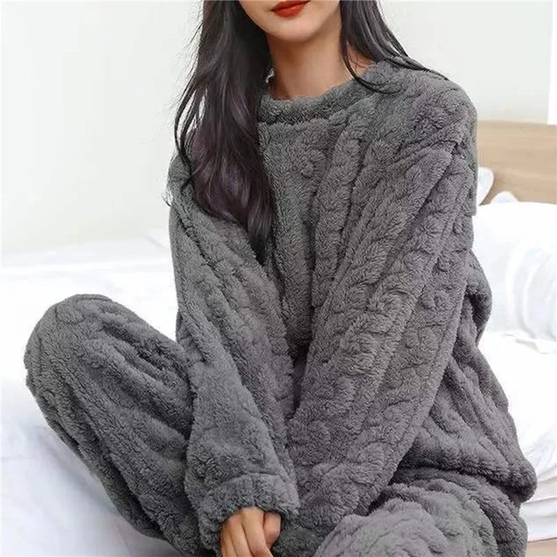 Velvet Jacquard Lounge Set in Grey