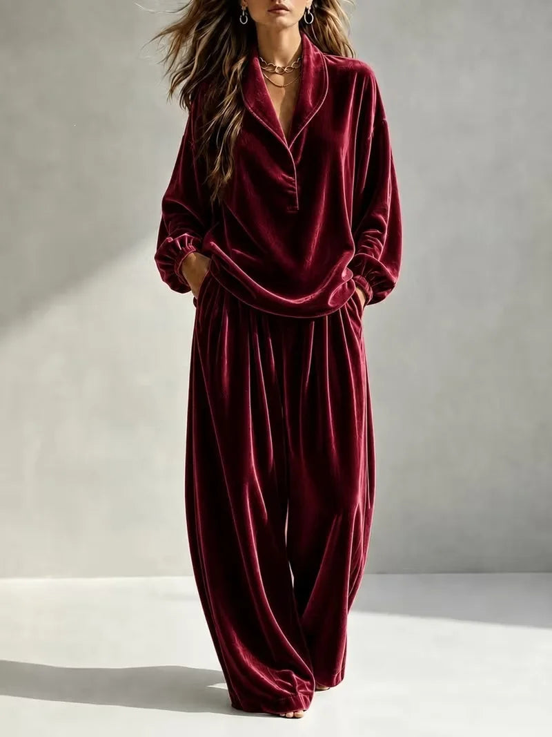 Velvet Lapel Two-Piece Set 7