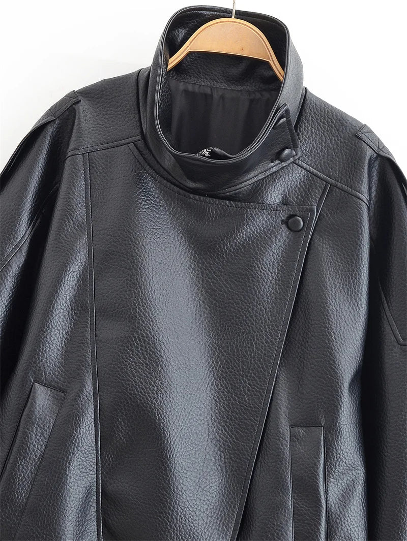 Pebbled Faux Leather Moto Jacket 4