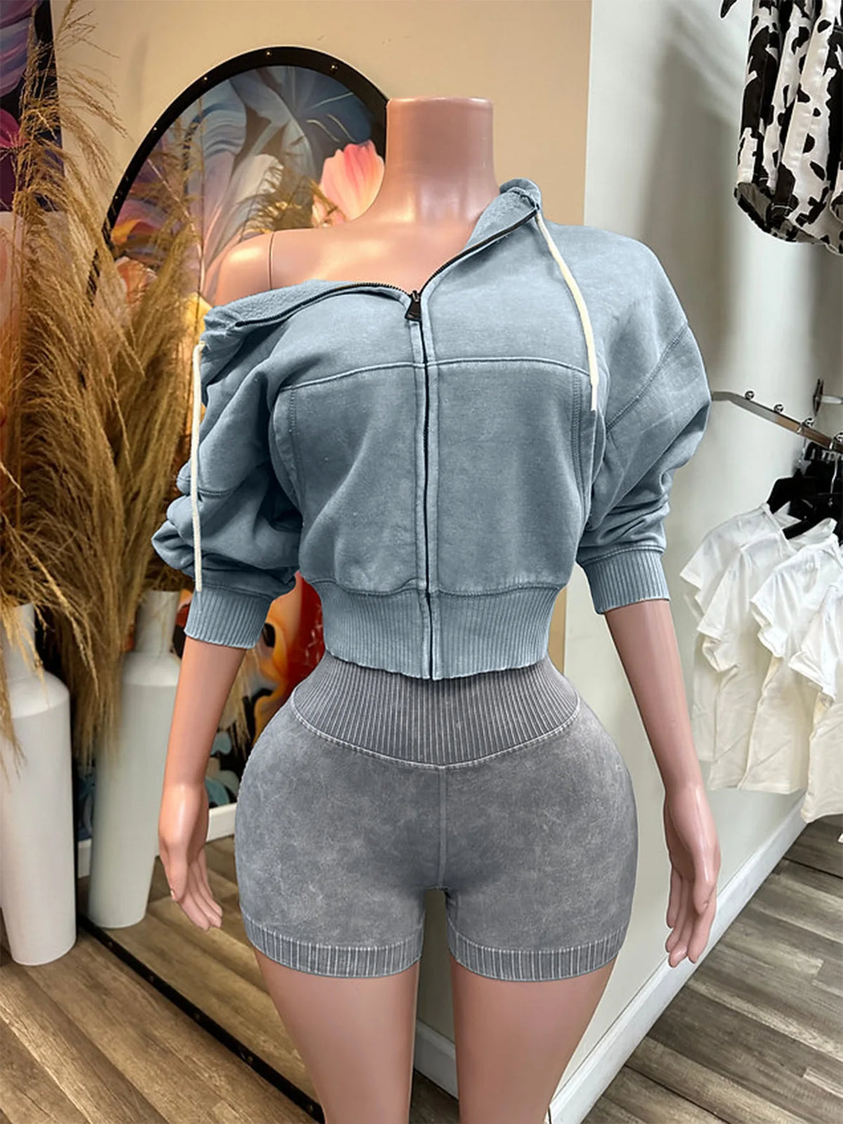 Hooded Zip Short Set 4