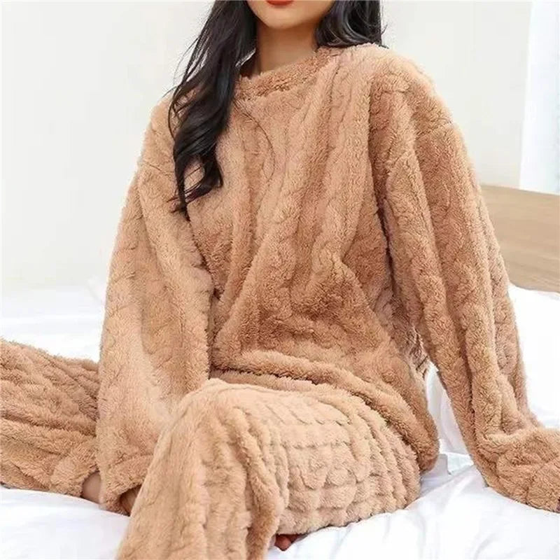 Velvet Jacquard Lounge Set in Coffee