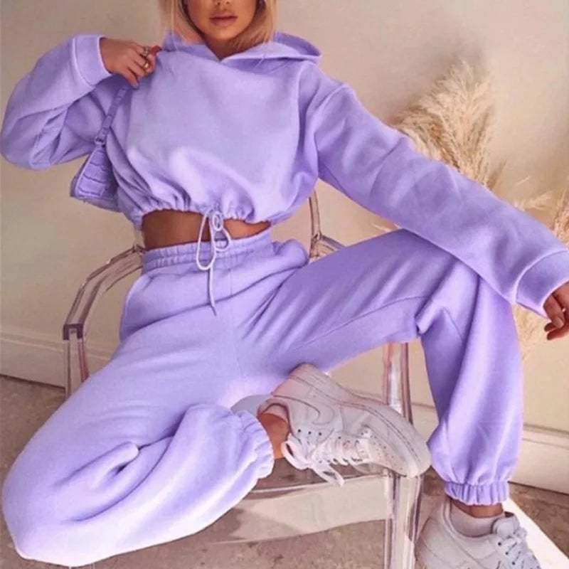 Cloud Fleece Hoodie Set in Purple