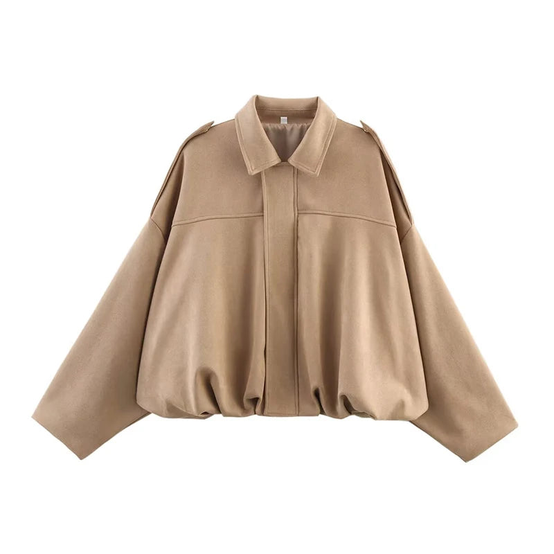 Utility Bomber Jacket in Camel