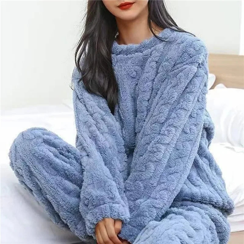 Velvet Jacquard Lounge Set in Blue