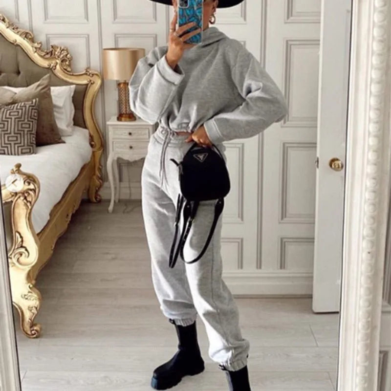 Cloud Fleece Hoodie Set in Gray