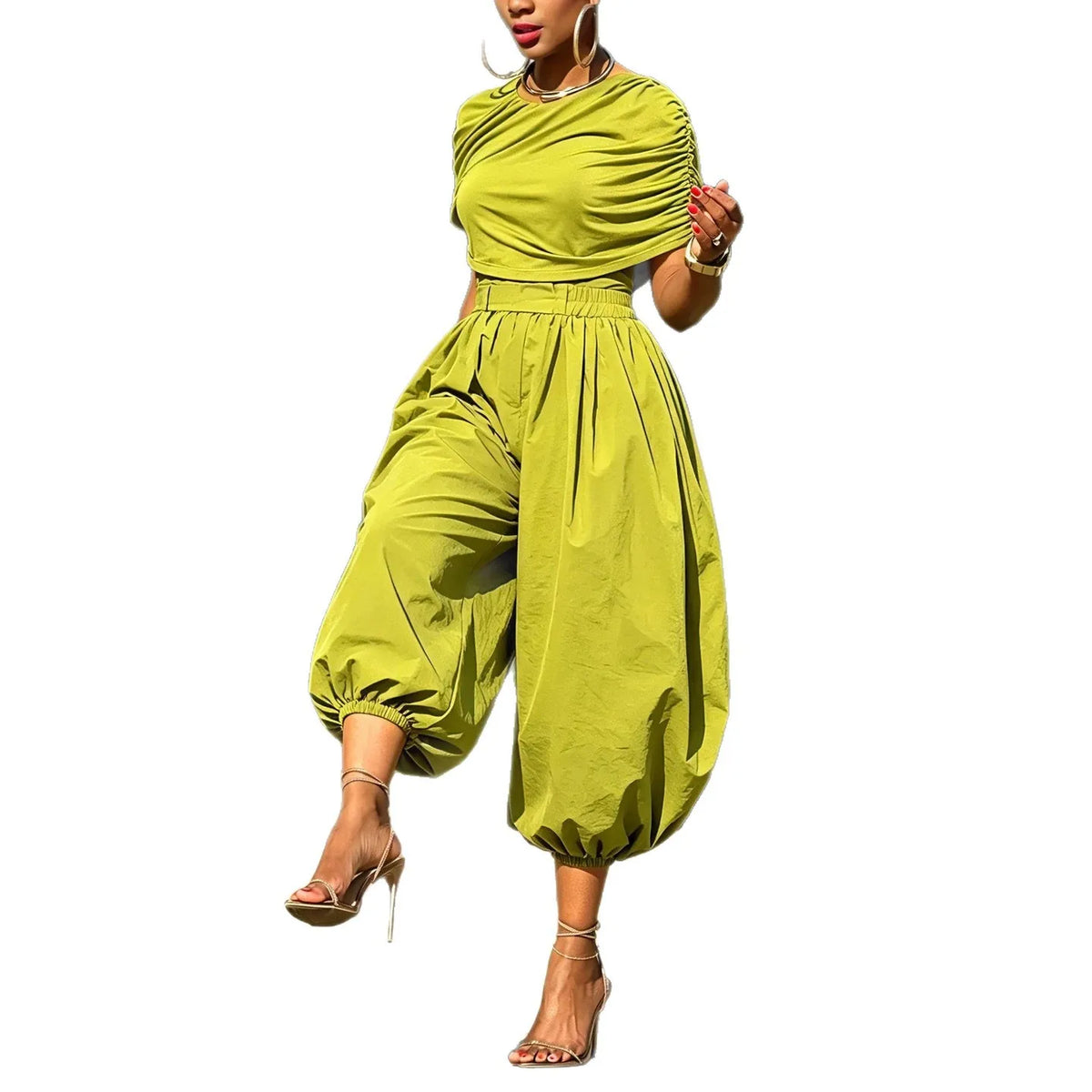 Ruched Balloon Pant Set 4