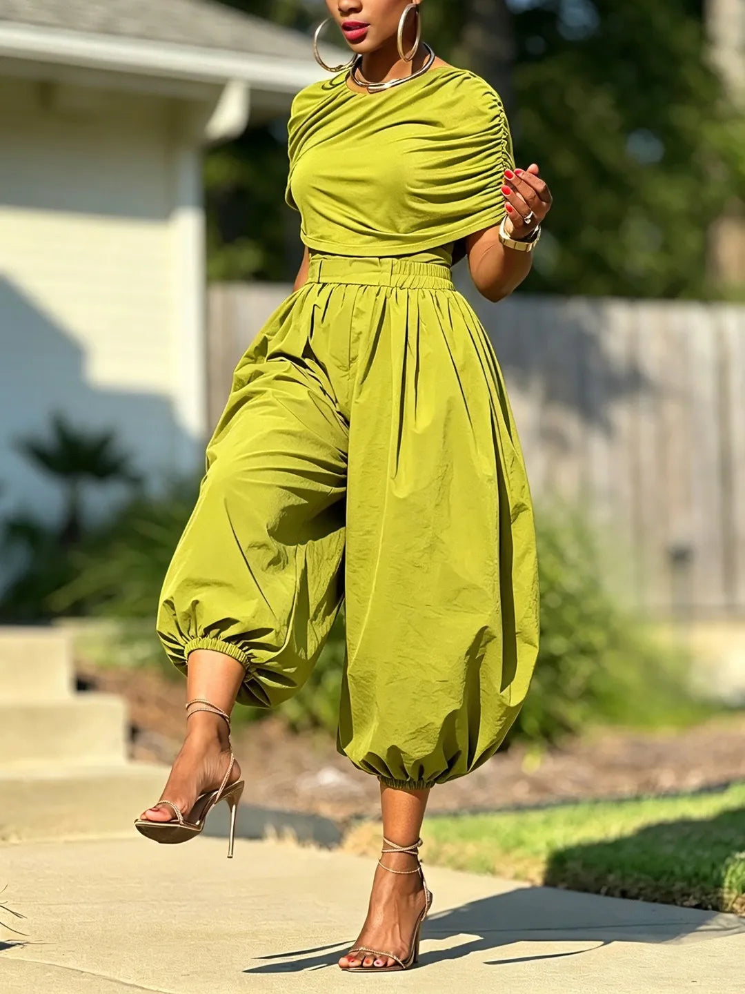 Ruched Balloon Pant Set 5