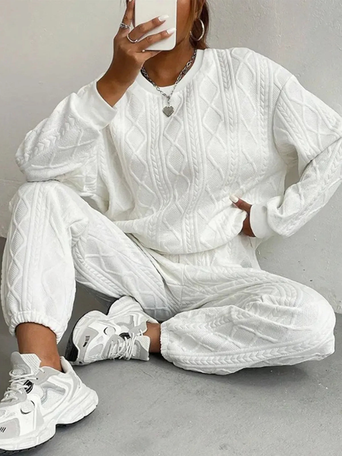 Ivory Knit Lounge Set 1