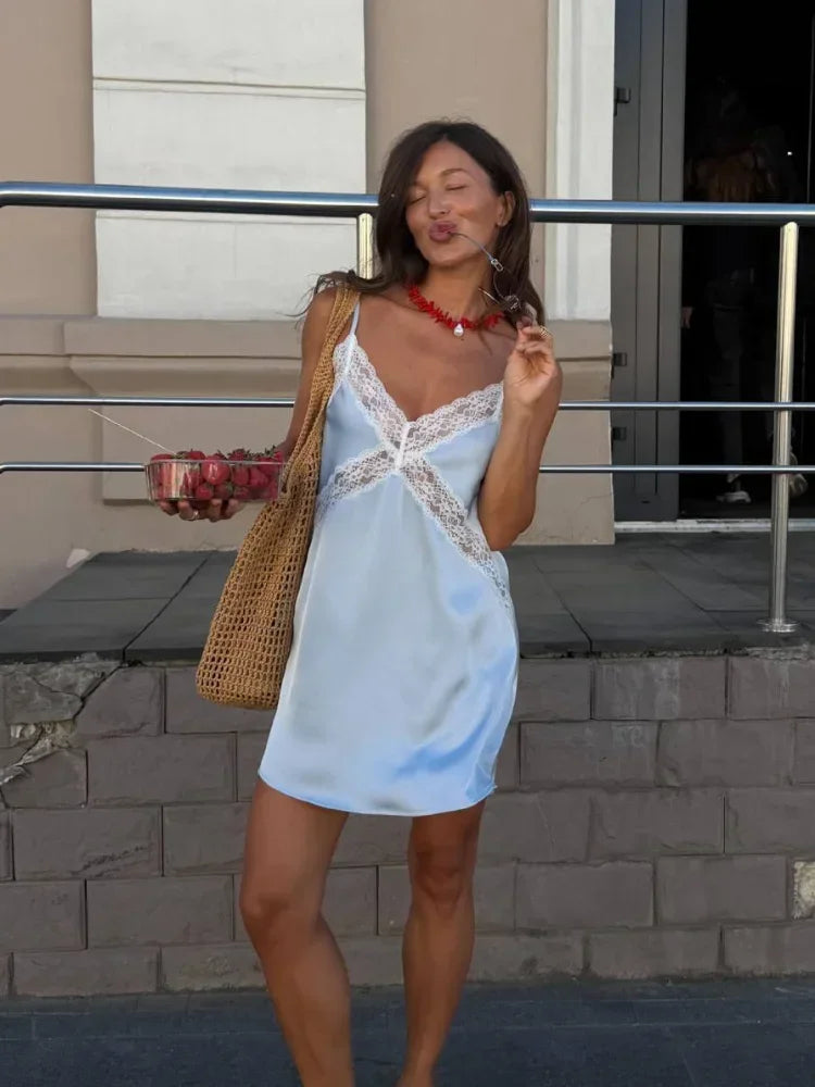 Lace-Trim Satin Slip Mini 3