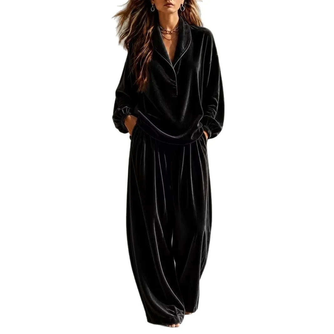 Velvet Lapel Two-Piece Set 6