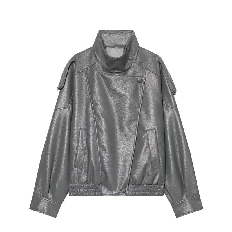 Pebbled Faux Leather Moto Jacket 8