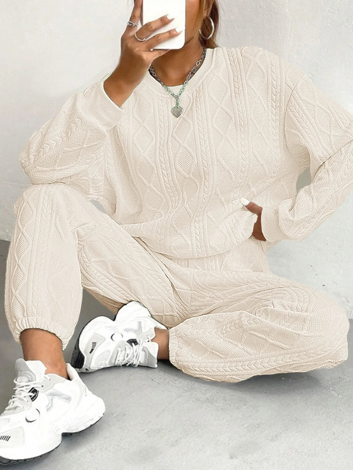 Ivory Knit Lounge Set 4