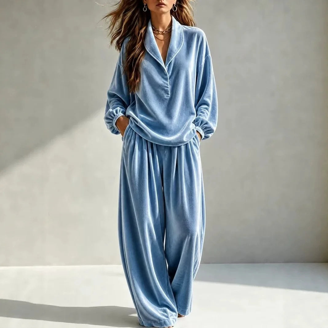 Velvet Lapel Two-Piece Set 1