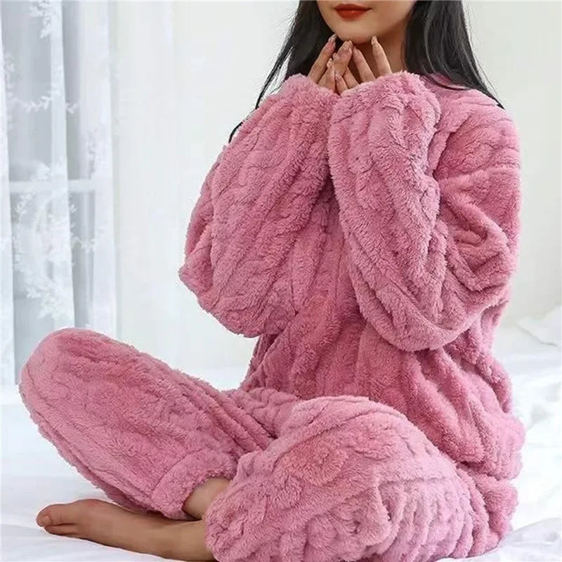 Velvet Jacquard Lounge Set in Red