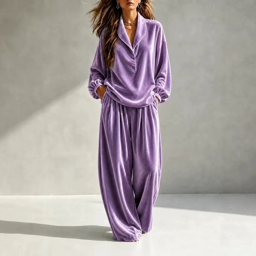 Velvet Lapel Two-Piece Set 4