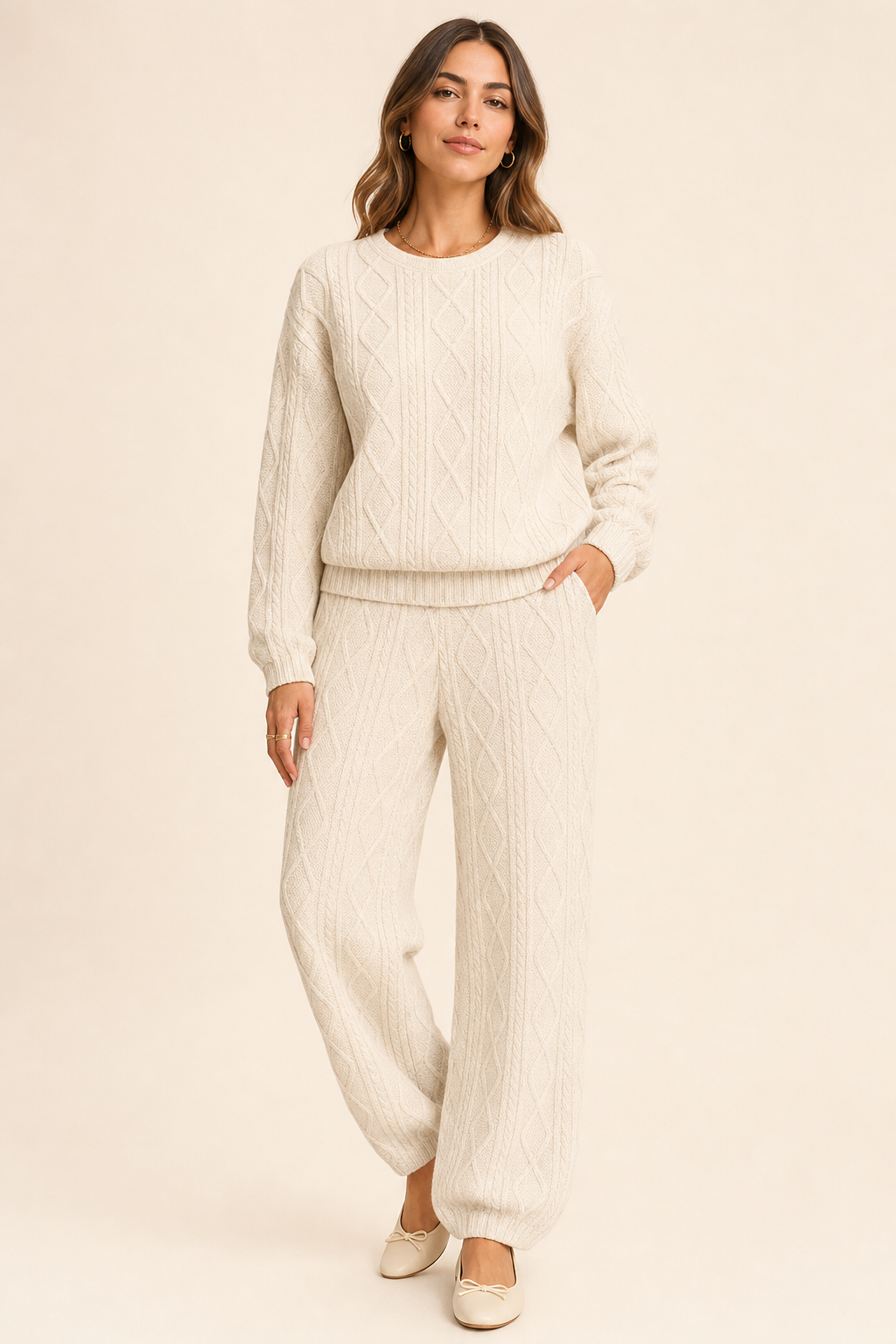 Bianca Textured Knit Set studio, Seravani