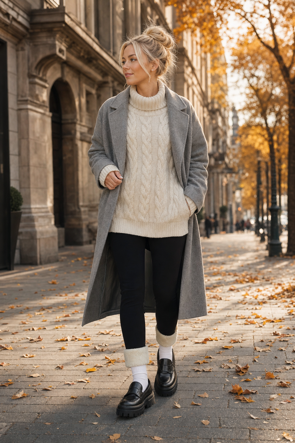 Elena Velvet-Lined Legging on model, Seravani