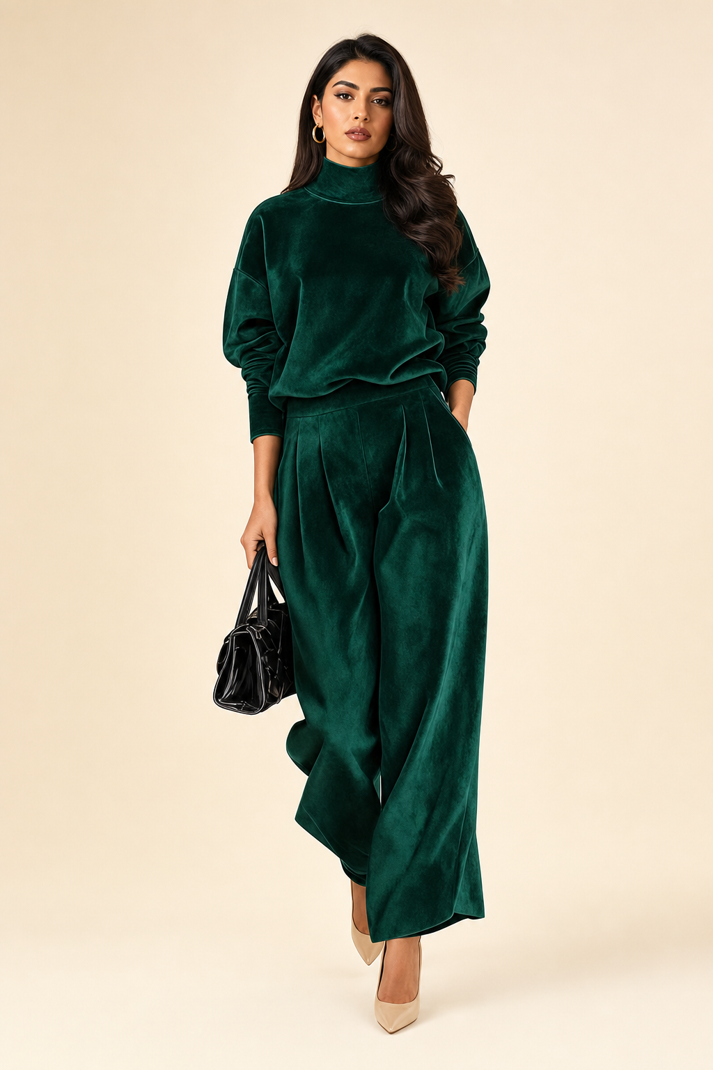 Serena Velvet Lounge Set studio, Seravani